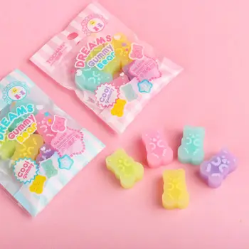 5 Pz/borsa Nuovo Traslucido Orso di Colore Solido Gomma Morbida Facile da Pulire Per Bambini di Apprendimento Gomma Del Fumetto Gomme di Cancelleria