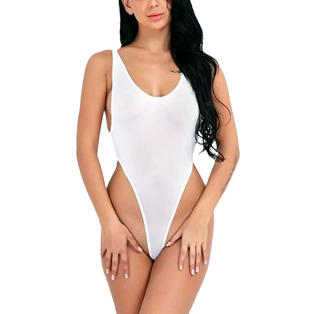 Solid Color Low Neck Women Bodysuits Sheer Sexy Lingerie Seamless Bodysuits Thongs Underwear Backless Teddies Sleepwear_voghion.com