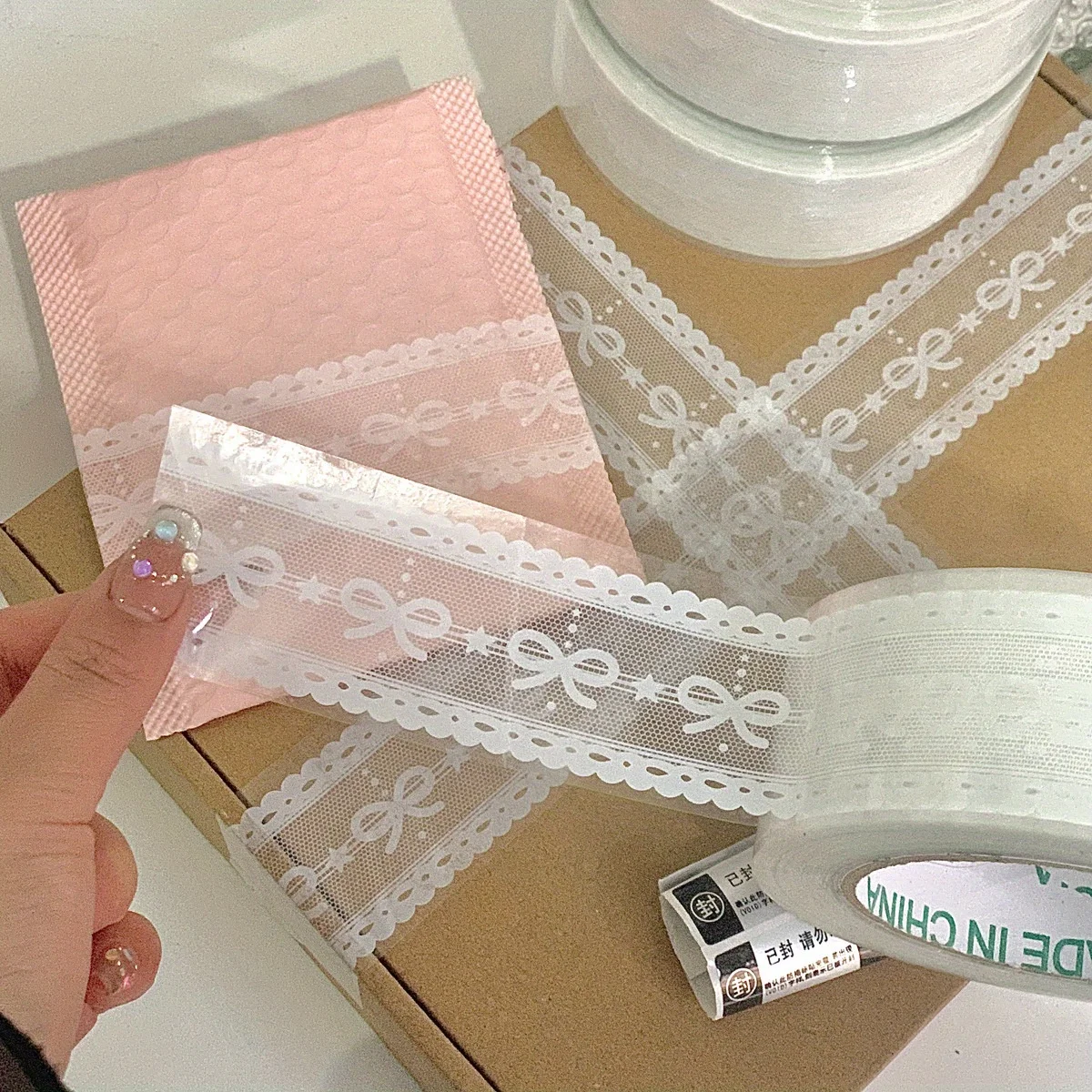 Elegant Floral Decorative Transparent Tape - Strong Adhesive for Gift Wrapping and Presentation