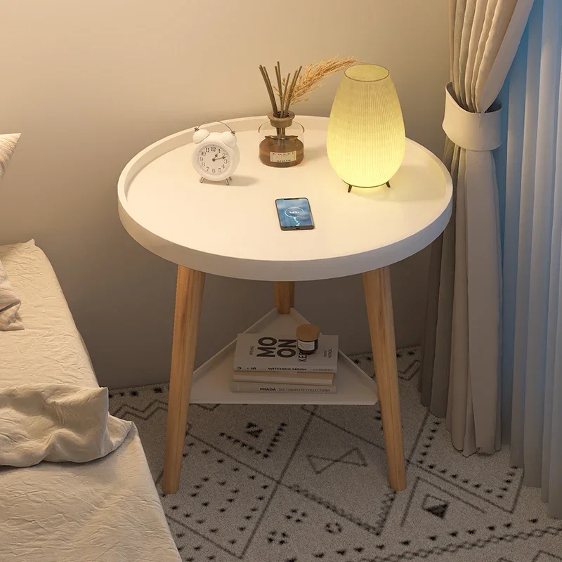 

Круглая современная деревянная тумбочка, белая маленькая Минималистичная прикроватная тумбочка для кофейной спальни, прикроватная тумбочка для хранения, мебель для дома