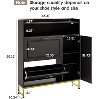 Shoe Storage Cabinet with 2 Flip Drawers & Side Cabinet Shoe Rack Organizer with LED Light and Charging Station Shoes 2
