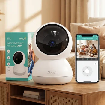 5MP indoor monitoring camera, AI automatic humanoid detection 360 ° PTZ pan tilt zoom, dual frequency WIFI/5.8Ghz/2.4GHz 1