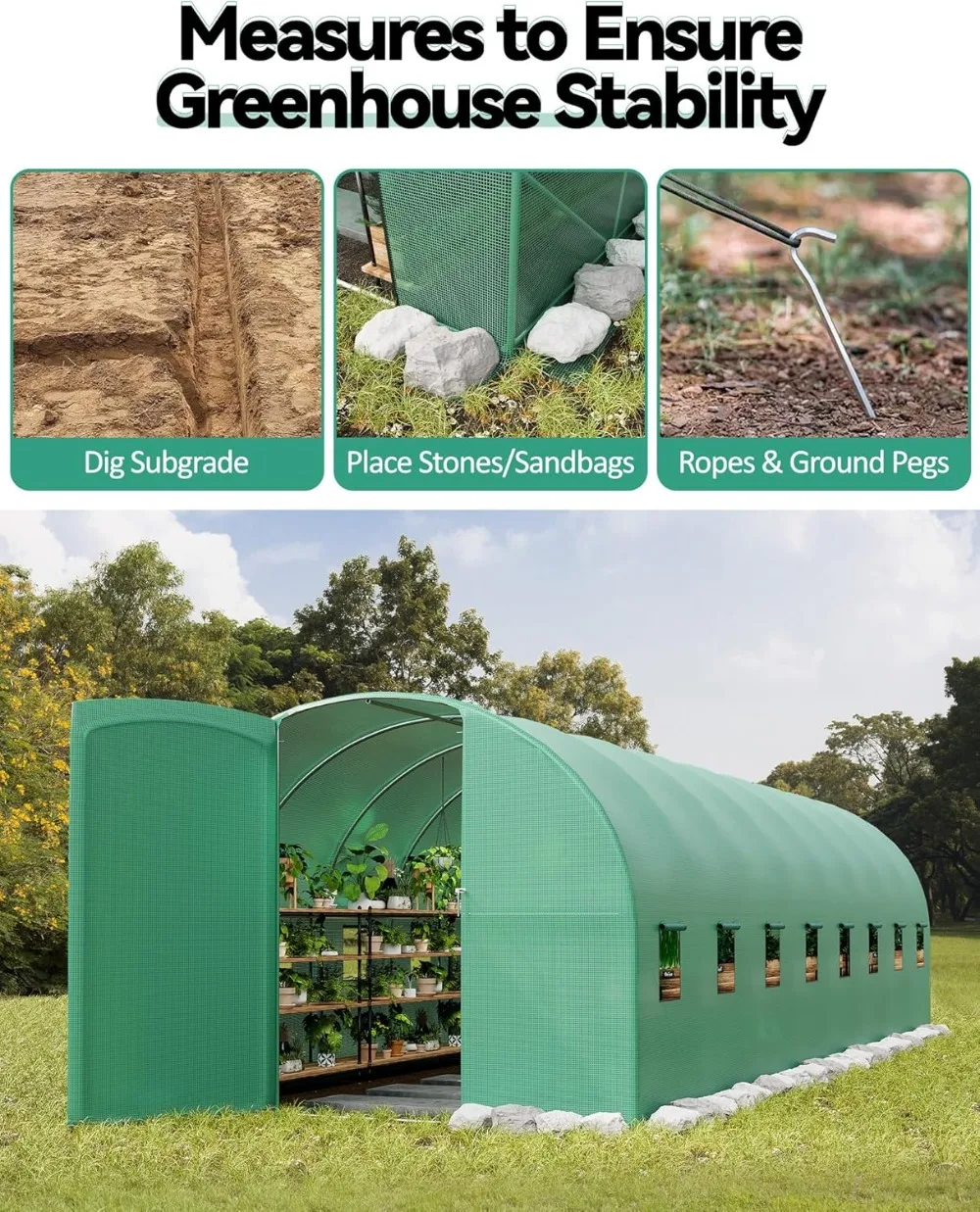 27x10x7 ft Greenhouse with Reinforced Steel Frame 6