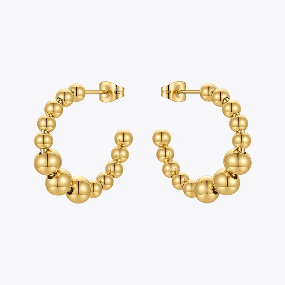 ENFASHION Beaded Earrings For Women Geometric Earring Gifts Stainless Steel Earings Gold Color Fashion Jewelry Kolczyki E221350