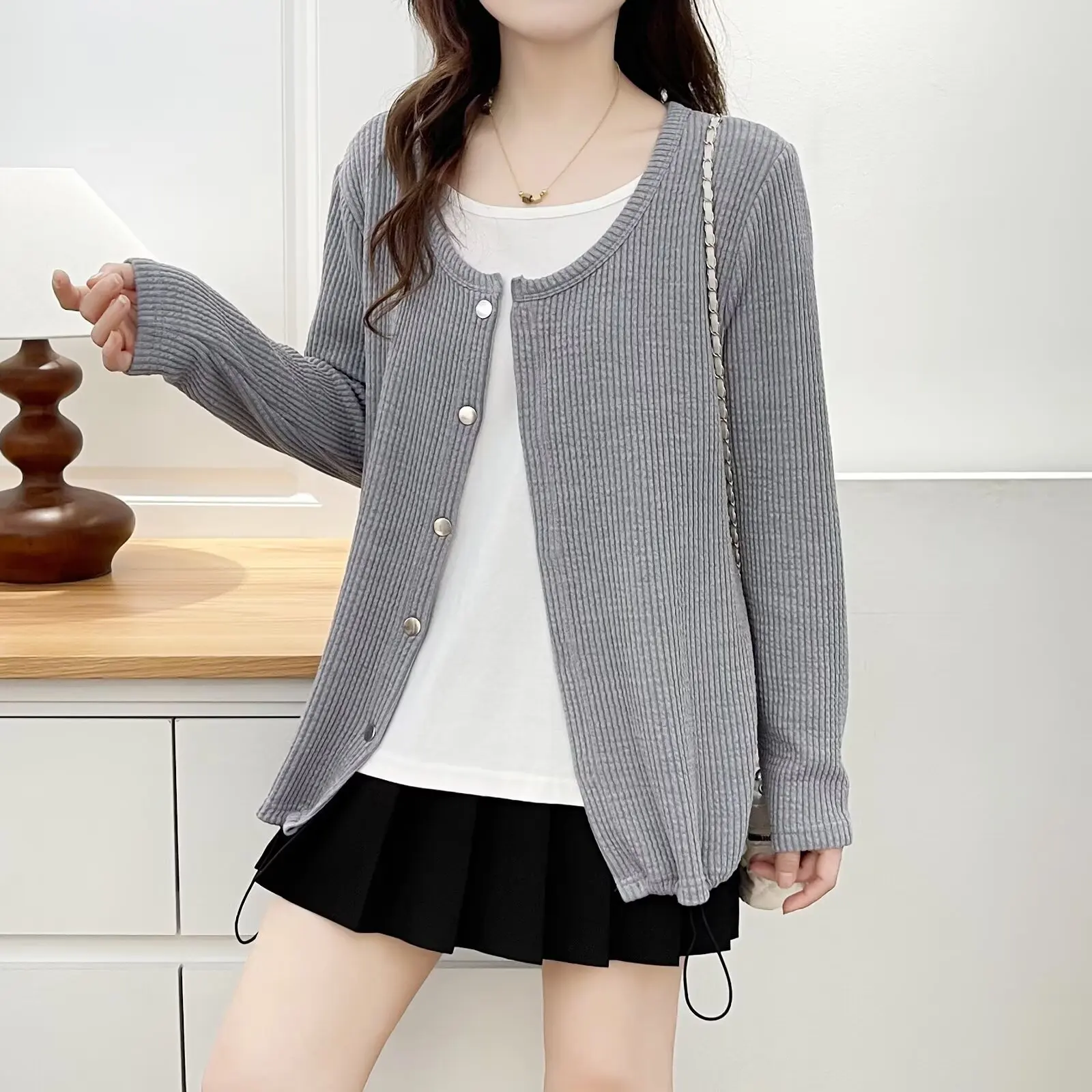 XXXXL Fashion Plus Size Women's Sweaters Retro Fake Two Pieces Knitted New Autumn Casual Long Sleeved Jumpers 2562