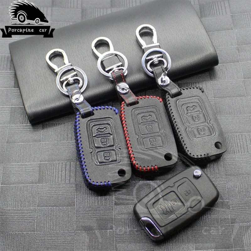 

Genuine Leather 3 Buttons Car Key Cover Case Remote Flap Bending Switc for GEELY Emgrand Global Hawk GX7 GC7 EC7 EC718 EC715 SC6