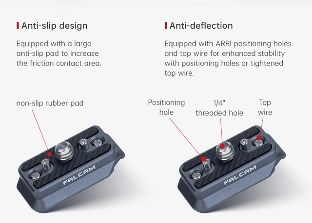 Base Di Montaggio A Sgancio Rapido FALCAM F22 - Foro Filettato 1/4, Lega Alluminio, Per Attrezzature Fotografiche