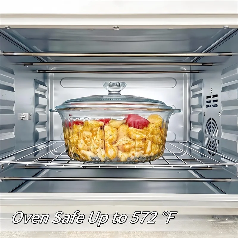 A43T Borosilicate Glass Round Casserole Baking Dish With Lid, Glass Dish For Oven Heat-Resistant Bowl A43T Borosilicate Glass Round Casserole Baking Dish With Lid, Glass Dish For Oven Heat-Resistant Bowl