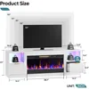 70” Fireplace TV Stand for TVs Up to 80",LED Entertainment Center with 36" Electric FireplaceModern Fluted Media Console Table 5