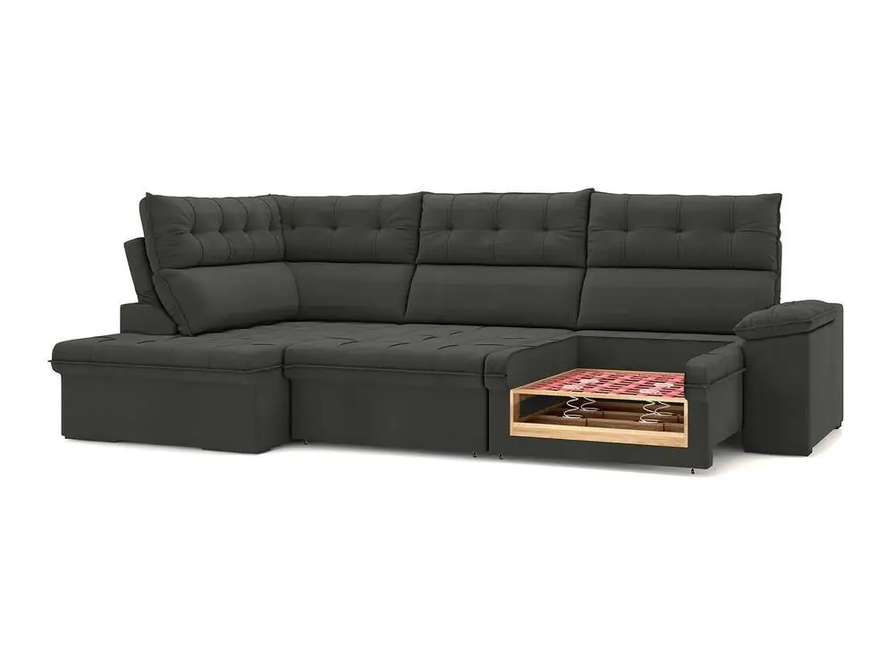 Sofá de Canto 6 Lugares Retrátil Reclinável Suede Veludo Madrid Flexforma Estofados 4