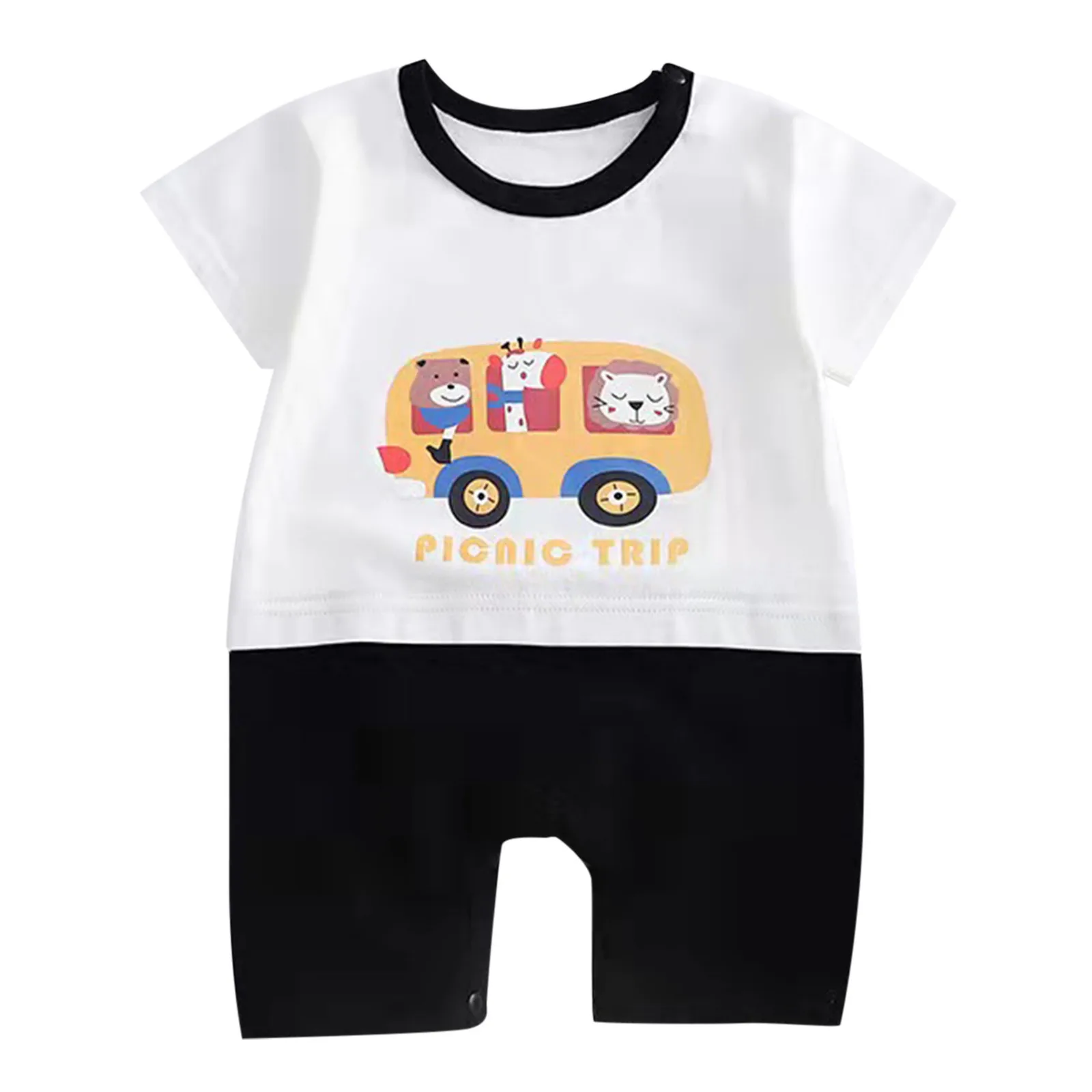 Size 6 Boys Warm Pajamas Infant Newborn Children Baby Boys Girls Cartoon Romper Short Sleeve Cute Animals Baby Zip Romper