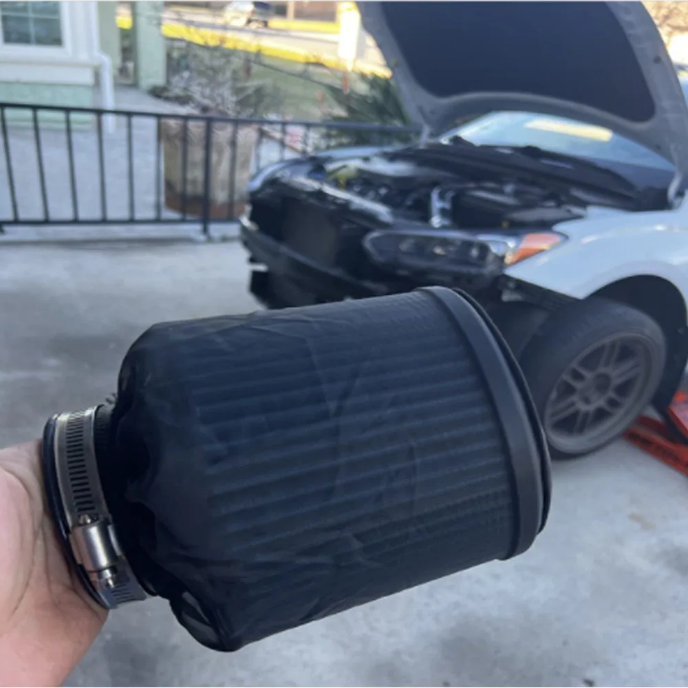 Air Filters Air Filter Protective Cover Waterproof OilProof Dustproof Air Intake Filter For Cylindrical High-flow Black