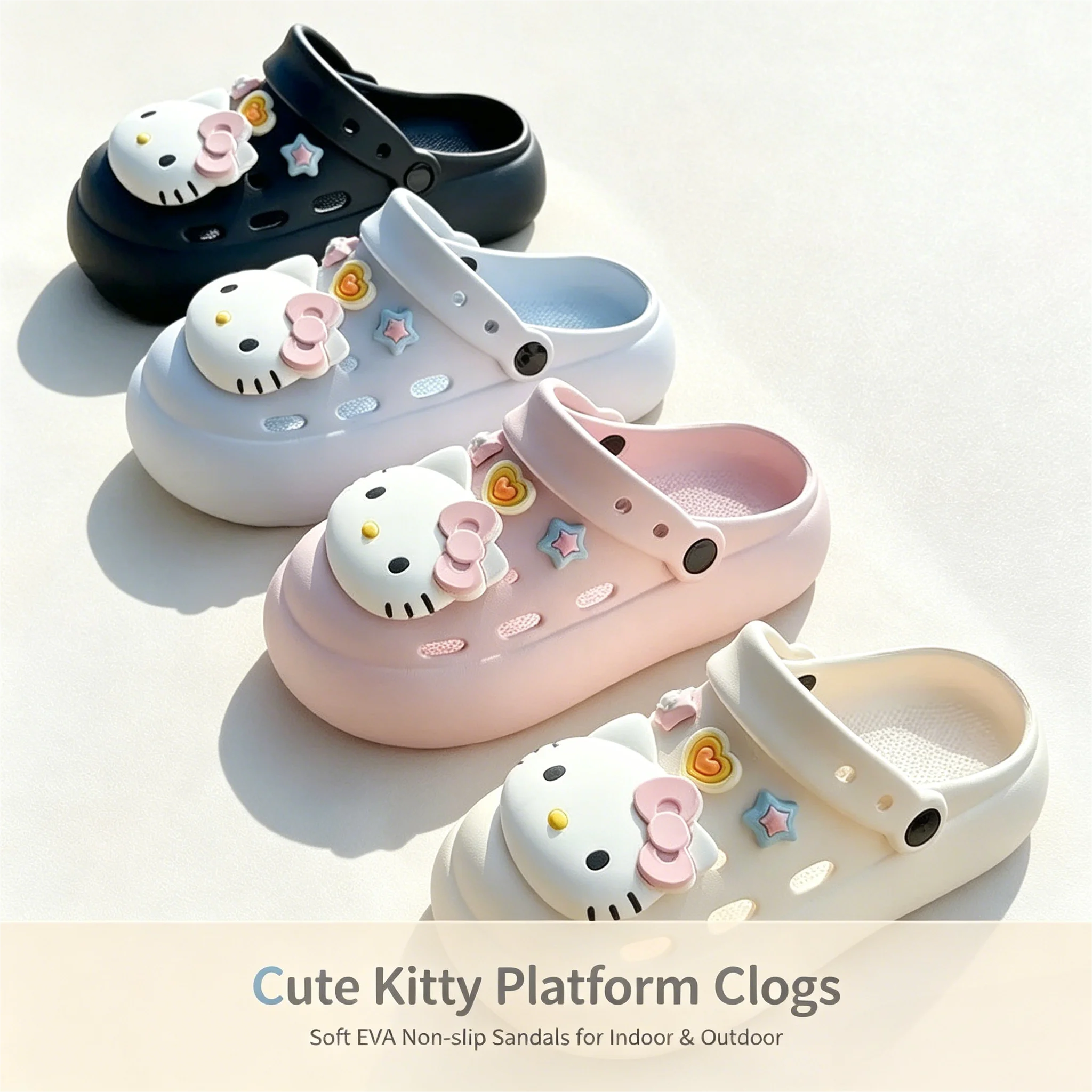 귀여운 헬로키티 슈즈 참 세트 KT 고양이 DIY 액세서리, 구멍 있는 신발, ..