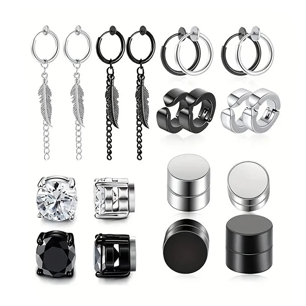 Ear Clip Earrings Clip Earrings Ear Clip Magnetic Earrings 2-10pairs Men's Earring Set