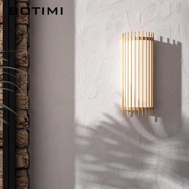 BOTIMI Japanese Style Wooden Wall Lamp Modern Solid Wood Bedside Luminaires Nordic Hotel Designer Home Decorative Wall Sconce