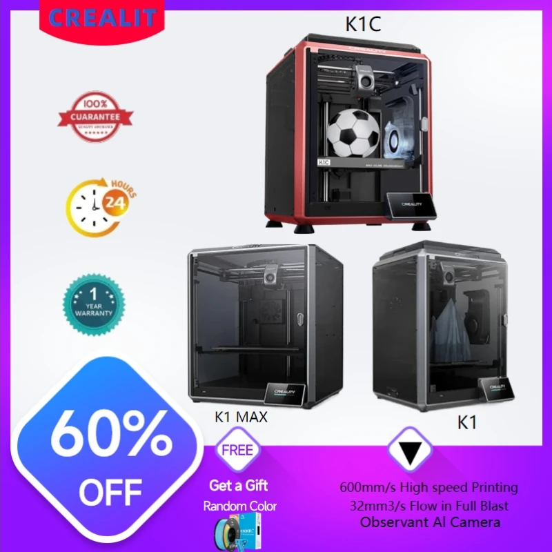 

Creality 3D Printer K1/K1MAX /K1C 32MM³/S Flow Hotend Printing Speed 600MM /S Dual-gear Fan Direct Cooling Direct Drive Extruder