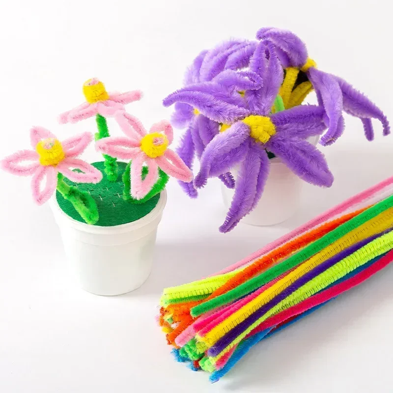Colorful Chenille Stems Wire Twisted Rods 100/10Pcs DIY Crafts Soft Sticks Pipe Cleaners Kids Toys Wedding Decoration Supplies chenille pipe cleaners craft supplies craft toys chenille craft supplies