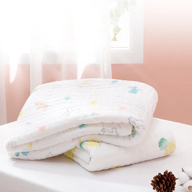Baby Bath Towel Cotton Infant Skin-friendly Soft Thickened Shower Towel Cartoon Animal Warm Breathable Kids Air Condition Quilt