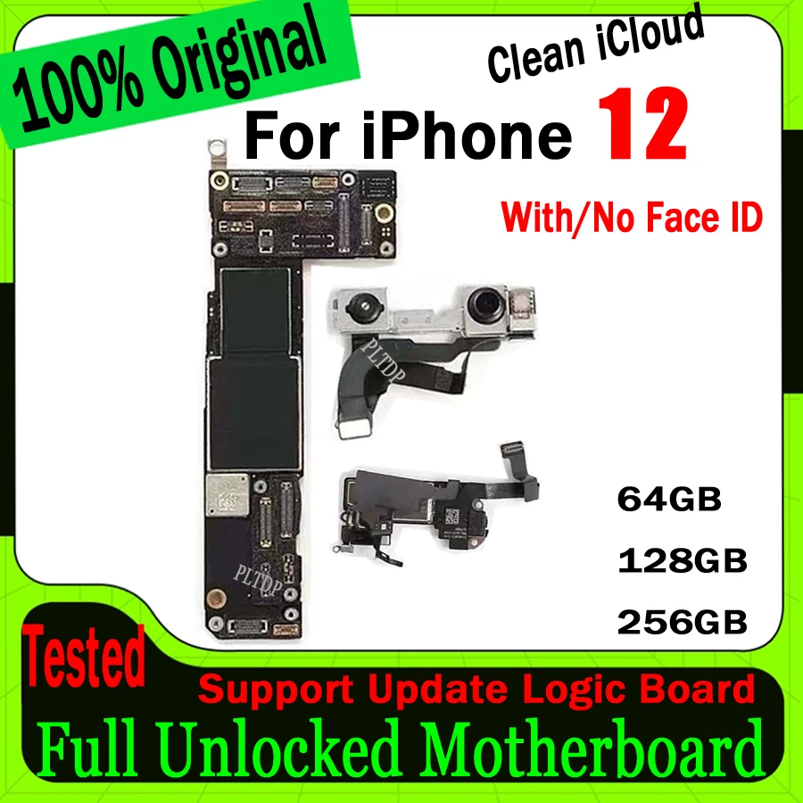 

For IPhone 12 64g/128g/256g Motherboard Clean ICloud Mainboard Tested For IPhone 12 Original Unlock Logic Board Support Update