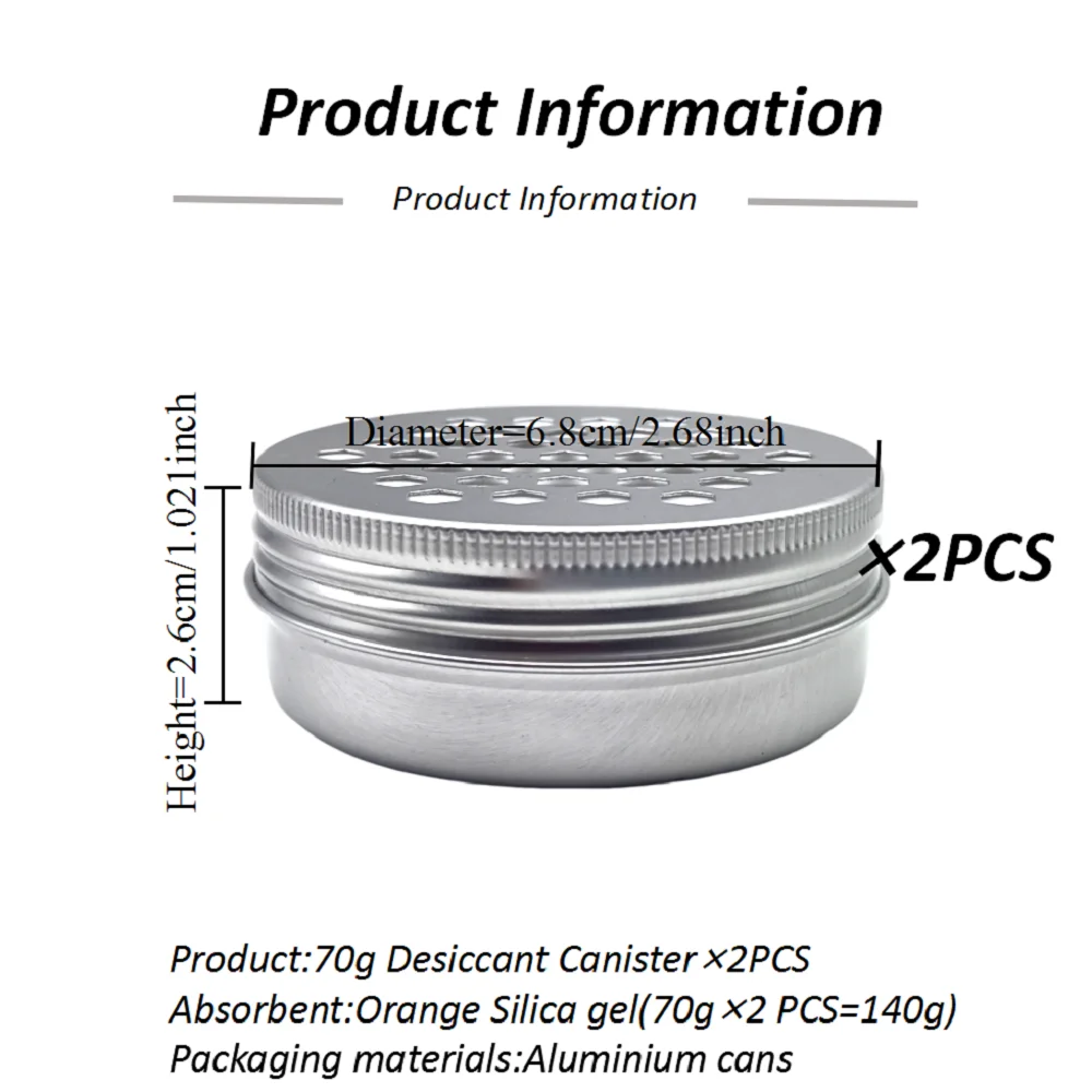 2PCS Anti Moisture Bags Silica Gel Desiccant Absorbent Moisture Absorber Desiccant Canister Color Changing Indicating Silica Gel