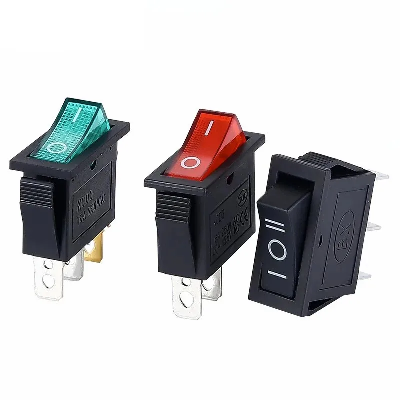 KCD3-102N KCD8-211N 3-Pin, 2-Speed, блок питания с светильник, переключатель, клавишная пластина, в форме лодки 30*13 мм
