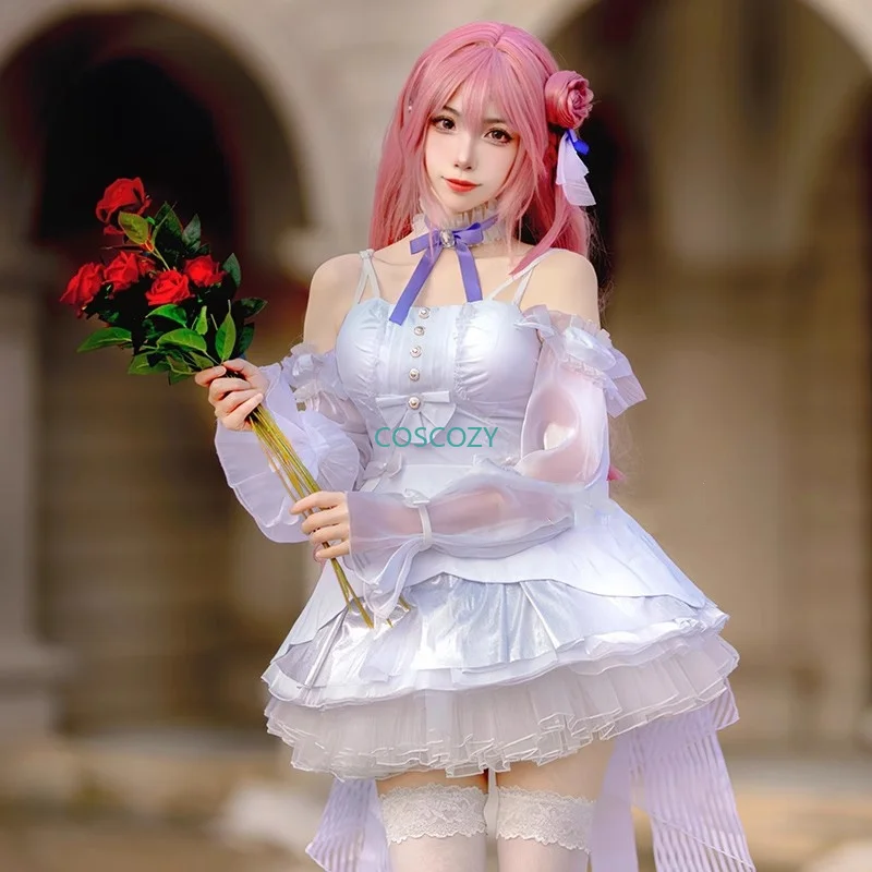 Nikke-女性のためのコスプレコスチューム、ゲーム、勝利の女神、白い花 
