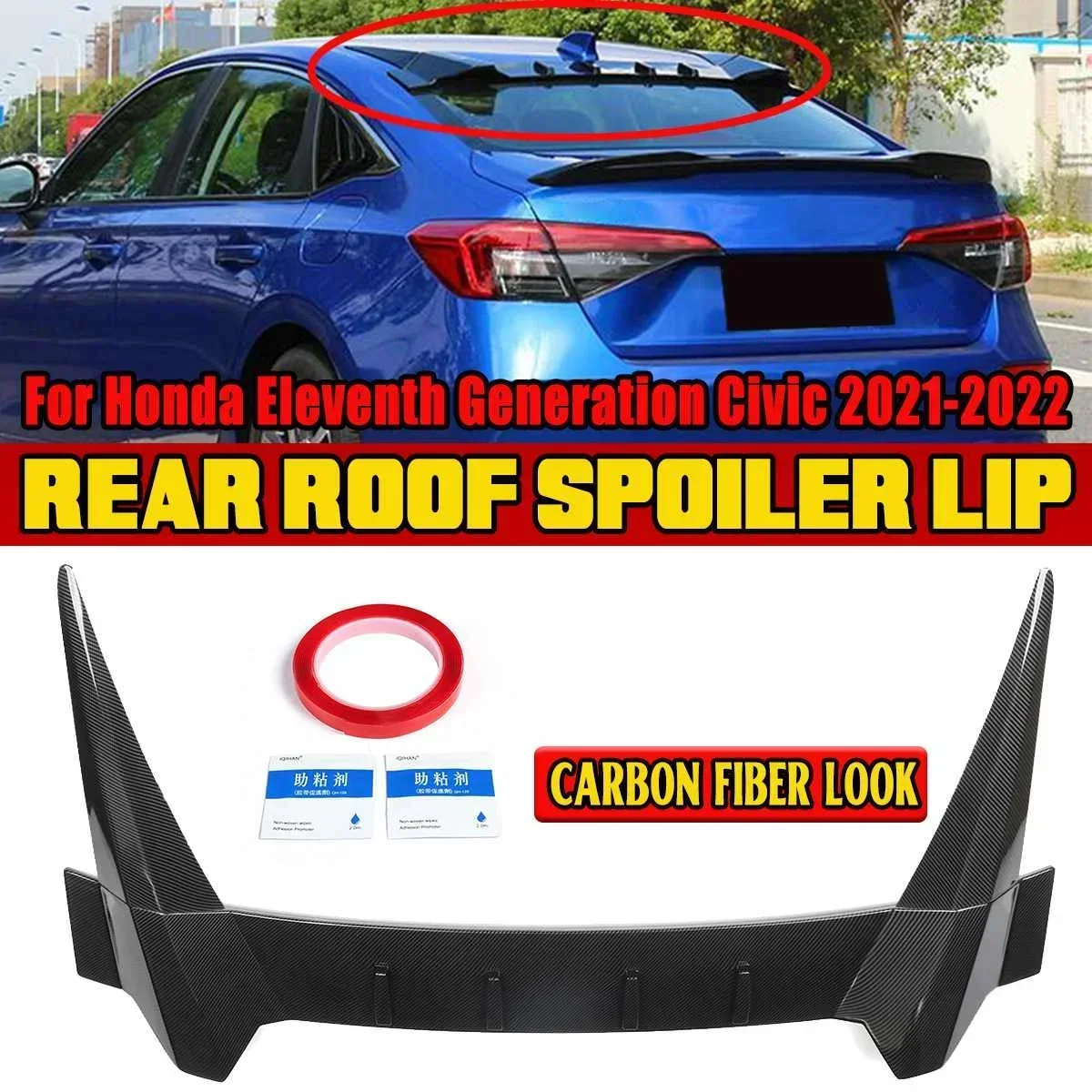 

High Quality Car Rear Trunk Wing Lid Extension Wing ABS For Honda 11th Generation For Civic 2021-2022 Rear Wing Spoiler Body Kit
