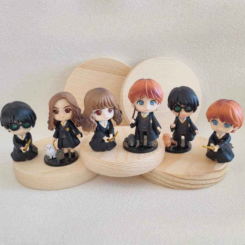 

6pcs Kawaii Harries Magical Boy Handmade Toy Action Figure Ron Hermione Pendant Home Decor Anime Figure Potter Kid Birthday Gift