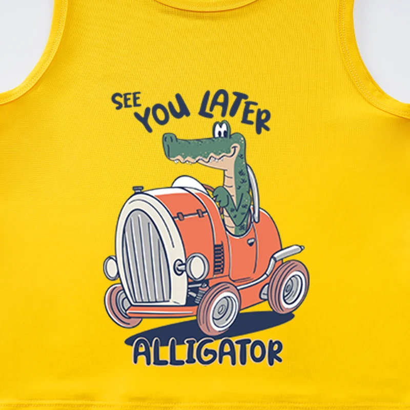 Children's Clothing Cute Cartoon Crocodile Comfortable Casual Soft Summer Boys And Girls Round Neck Sleeveless Baby T-Shirt