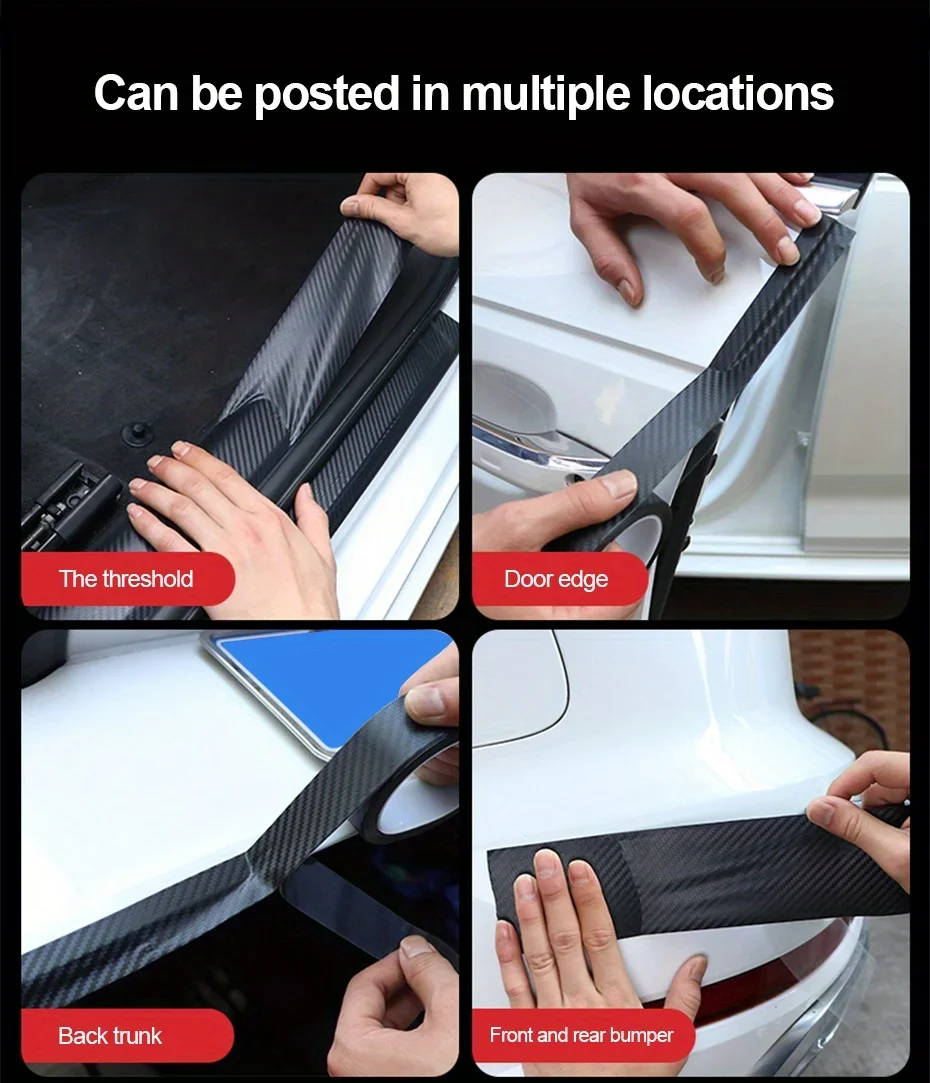 3D Carbon Fiber Sticker Tape Car Wrap Threshold Protective Film Anti Scratch Waterproof Matte Black Nano Sticker For Car Body carbon fiber sticker tape