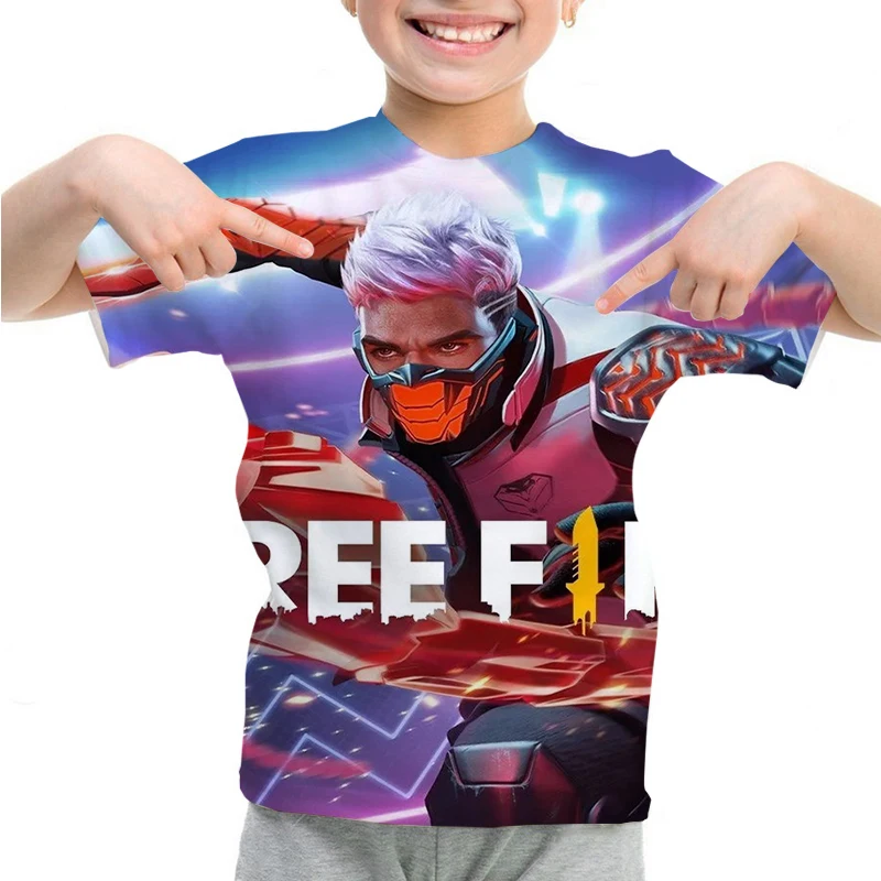 thumbnail image 1 of Camiseta con estampado 3D para niños, camiseta Free Fire 3D, camisetas casuales, camiseta de verano de manga corta con cuello redondo, ropa para niños Y2K, camiseta para niños, 1 of 4