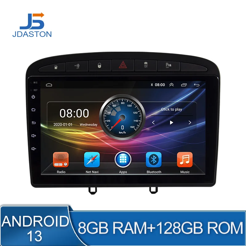 

Автомобильный мультимедийный плеер JDASTON Android 13 для PEUGEOT 308, 308S, 408, 2012-2020, GPS-навигация, стерео, 1 Din, автомагнитола