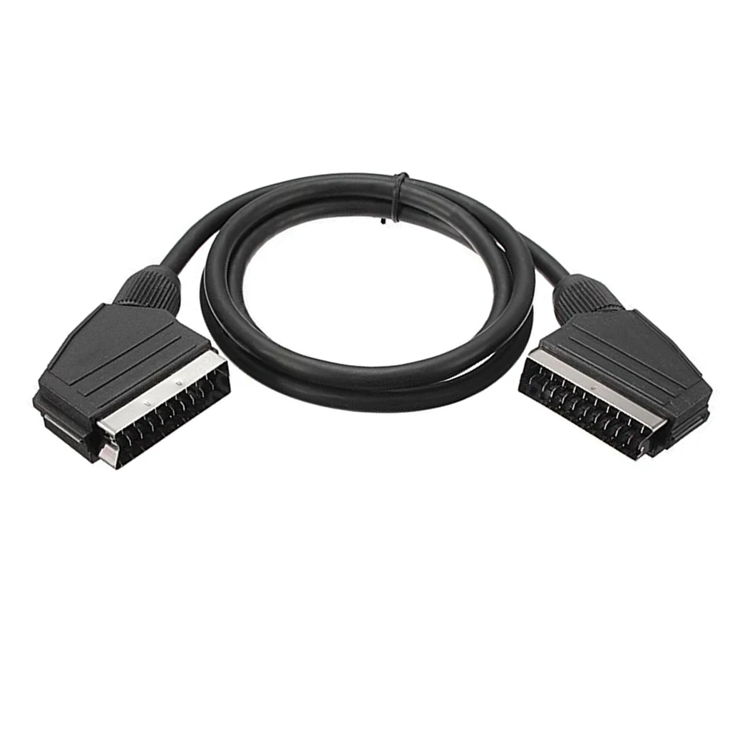 Premium RGB 21-PIN Male-to-Male Scart Video Cable for Enhanced Visual Clarity