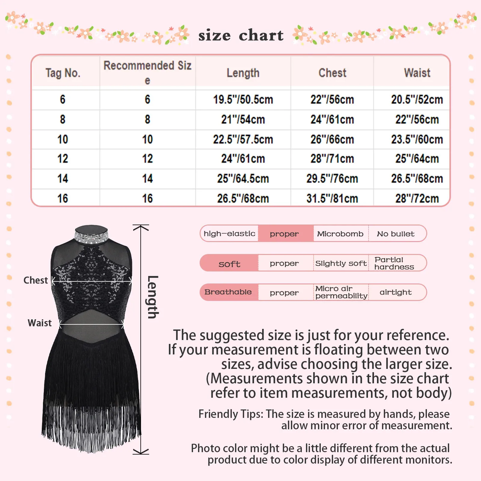 Kids Girls Latin Jazz Dance Dress Sleeveless Rhinestone Sequin Tassel Leotard Bodysuit Costume Cha-cha Samba Performance dance dress