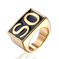 Megin Stainless Steel Titanium Sons of Anarchy Skull English Letter Sons Punk Square Vintage Rings for Men Women Couple Jewelry 1