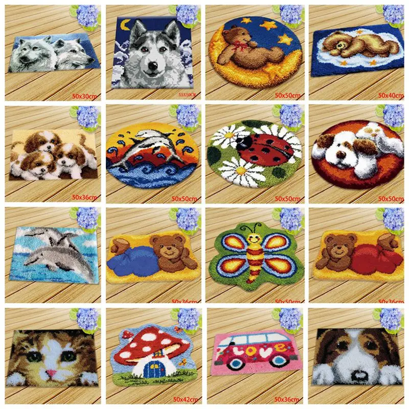 Prajna Carpet Embroidery Latch Hook Kit Cartoon Animal undefined Latch Hook Rug Button Pad Package Smyrna Package Carpet DIY