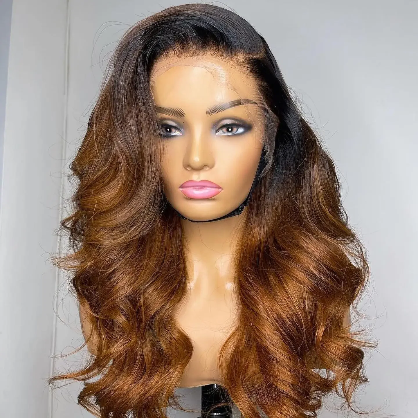 1B 30 Ombre Body Wave Human Hair Lace Front Wigs 180% Density HD Transparent Lace Frontal Pre Plucked Glueless