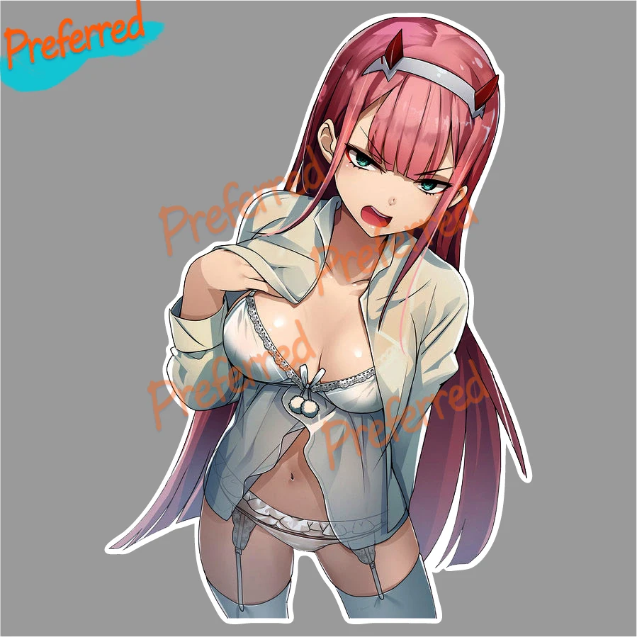 Darling In The Franxx 002 Zero Two Anime Naked Version Guitar Sex Girl Sticker Decal for Your All Cars Toolbox Window Bumper