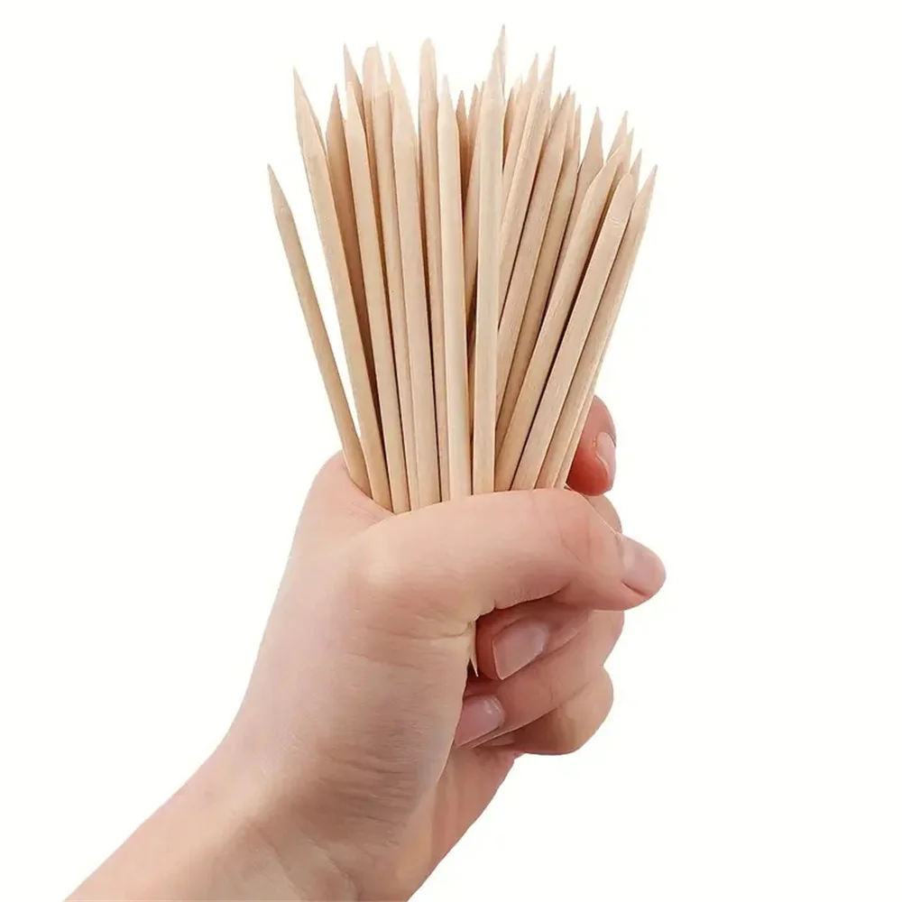 YIKOOLIN Cuticle Pusher Remover Nail Art Tools Cuticle Pusher Remove Tool Forks 4 Different Sizes Wood Sticks 100PCS