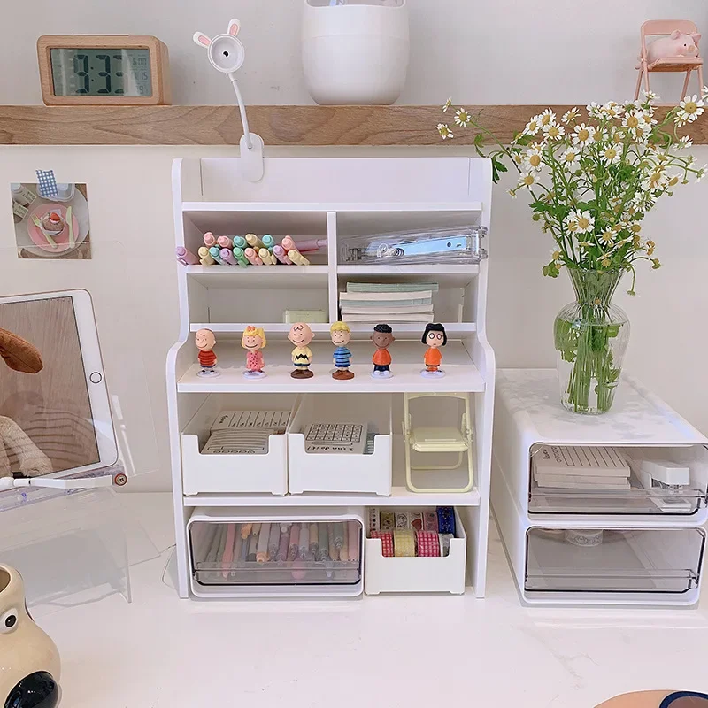Desk shelf Desktop Office storage Multi-layer Cute Simple Arrangement Rack Student White Desk Stationery Organizer storage racks
