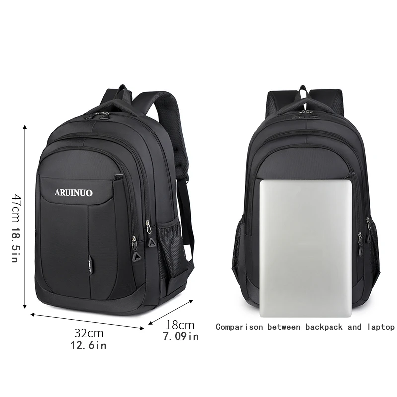 Men's backpack - large capacity, can accommodate a 15.6-inch laptop, adjustable shoulder strap, travel bag, secure zipper closur