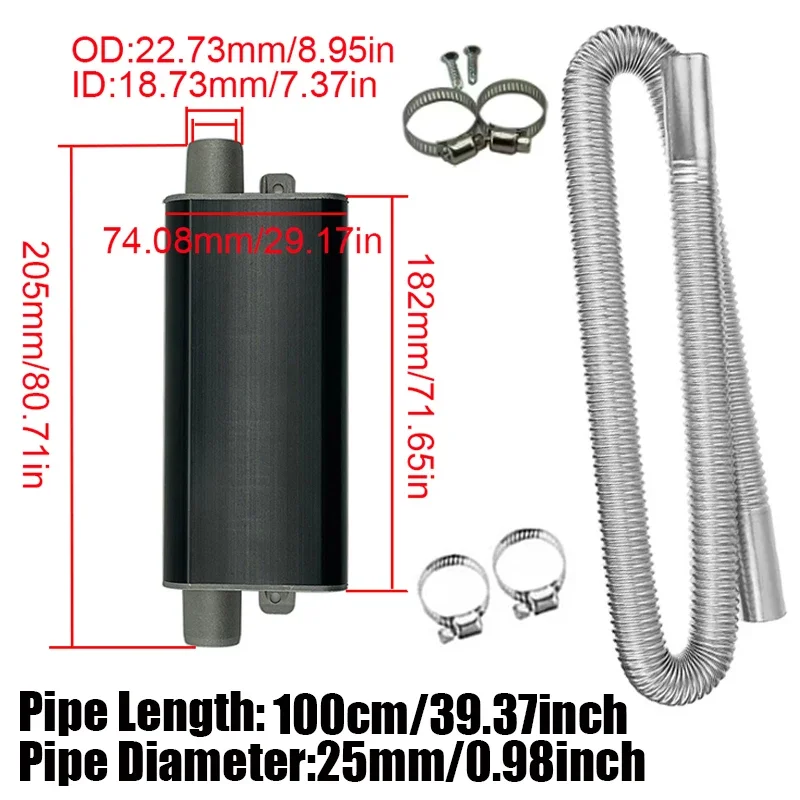100cm Car Air Diesel Parking Heater Exhaust Pipe Tube Hose 24mm Air Filter Muffler Silencer With Clip For Webasto Eberspacher