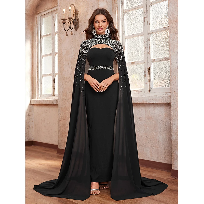 Women Two Piece Set Summer 2024 Black Beading Elegant Ladies