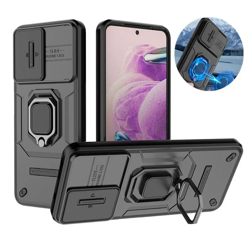 Per Xiaomi Redmi Note 12S Custodia Slide Camera Protect Armor Custodie Per Telefoni Per Redmi Note12S Magnet Holder Ring Cover