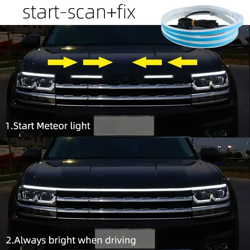 자동차 후드 라이트 스트립, 범용 12V 자동차 후드 라이트 스트립, 방수 유연한 LED, 자동차, SUV, 트럭에 적합, 180cm, 71 인치