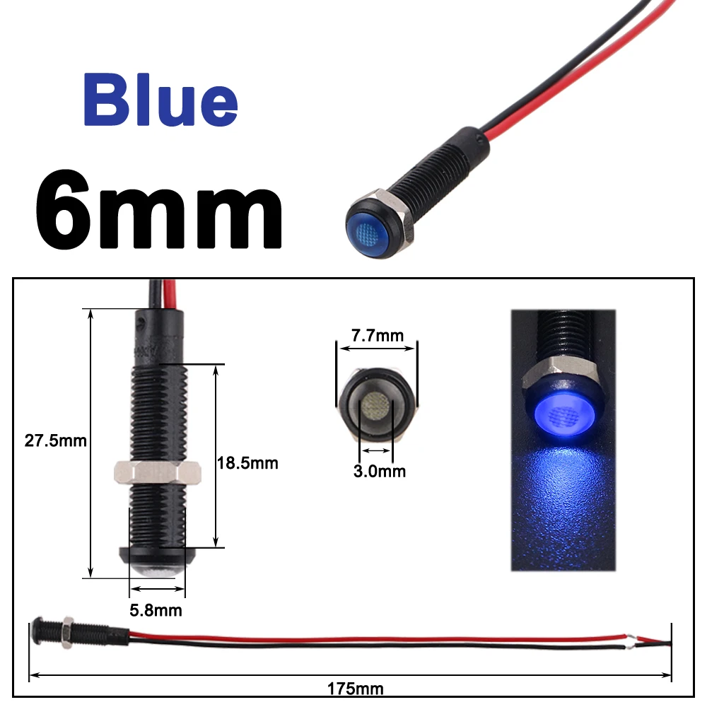 Multi-Color LED Indicator Light - Plastic Signal Dot Lamp (1 to 5 Pieces)