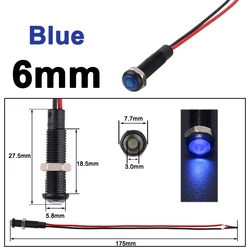 Multi - Color LED Indicator Light - Plastic Signal Dot Lamp (1 to 5 Pieces) - 12 - 24V(12V24V) (6mm - Blue LED)