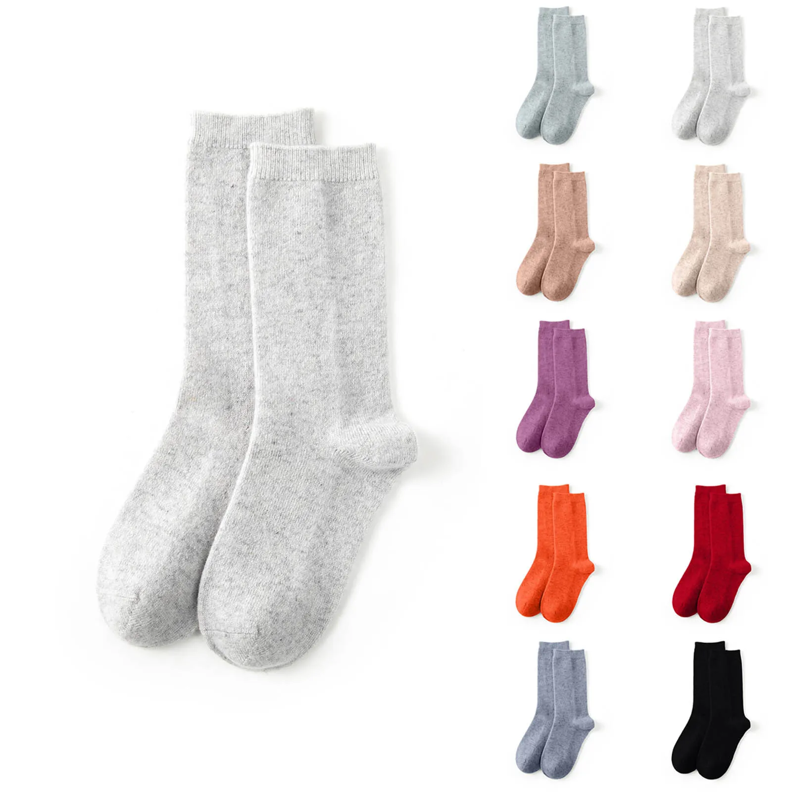 

Women Casual Home Socks Warm Wool Socks Solid Color Mid Calf Socks Seer Tights Sugar Thigh Highs