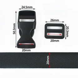 Versatile Bag Strap Repair Kit with Adjustable Plastic Buckles and Clips - 10Sets (Black - 20mm)