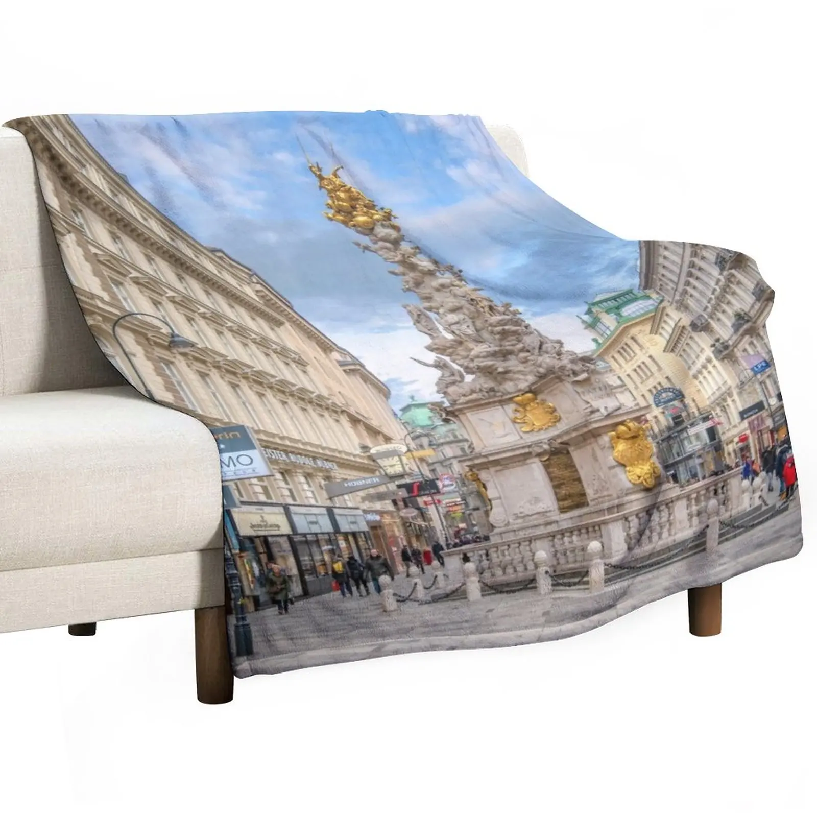 

Plague Column or the Holy Trinity Column in Vienna, Austria Throw Blanket Plaid Retro Blankets